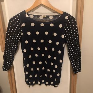 J. CREW cute polka dot dark navy sweater